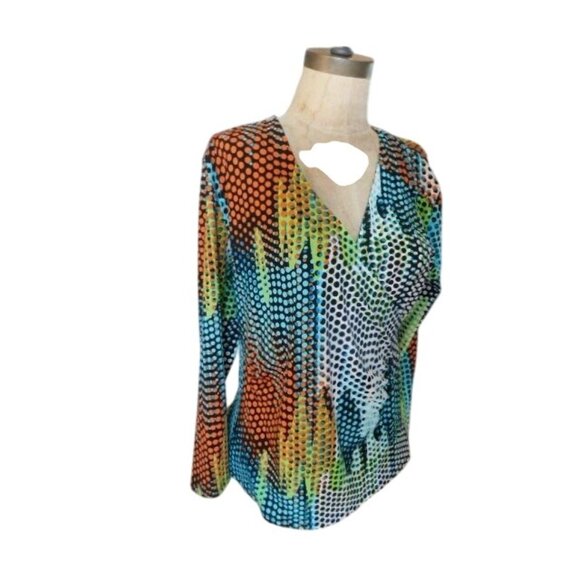 Peck & Peck Size M Medium STRETCH Dotted Slinky Top - Picture 2 of 2